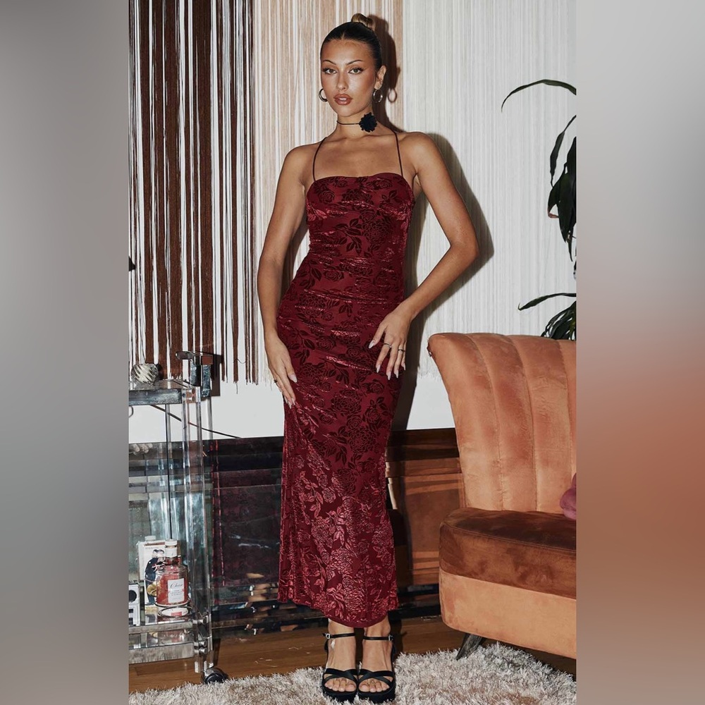 Princess Polly Zotta Maxi Dress Burgundy